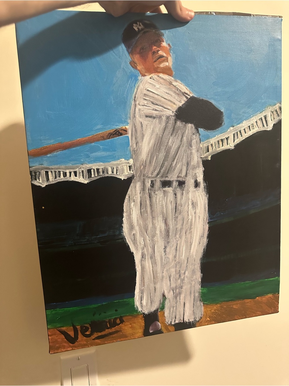 Mickey mantle painting at Yankee stadium 16x20 on canvas 1/1
